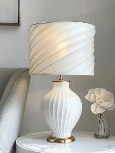 white ceramic table lamp